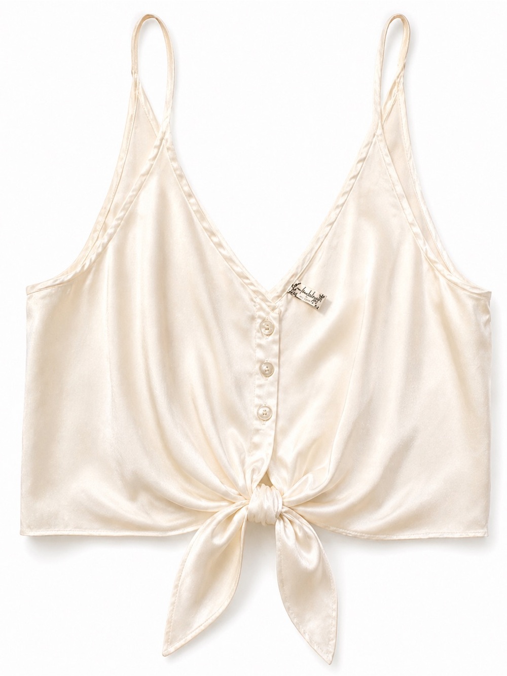 Free People Intimately Free Cream Ivory Button-Down Tie Front Cami Top Medium